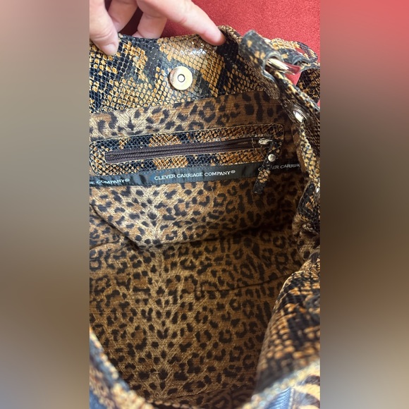 Clever Carriage Co Two sided shoulder bag snakeskin/patchwork unique - Picture 4 of 9